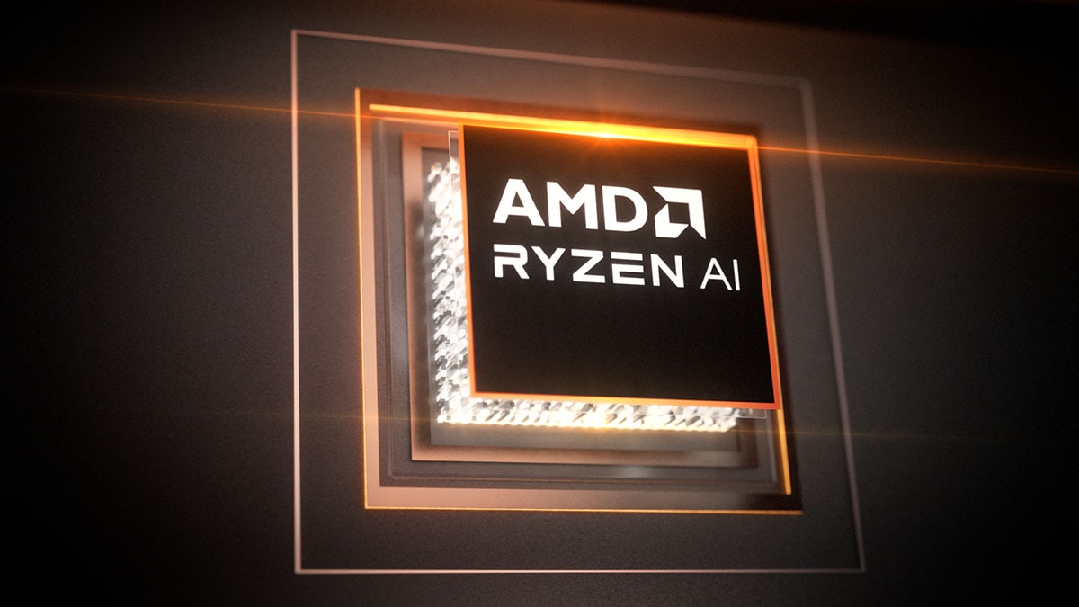 AMD Ryzen AI Processor Chip with Glowing Frame