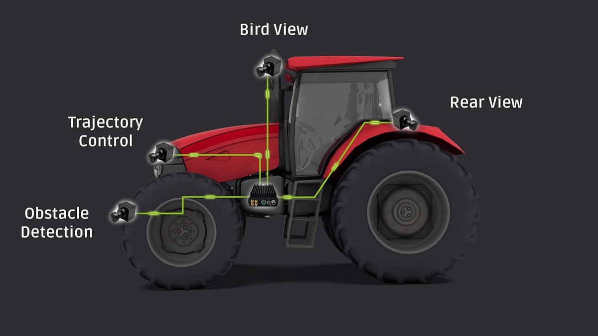 Illustration showing Solectrix SXVPU inside a tractor