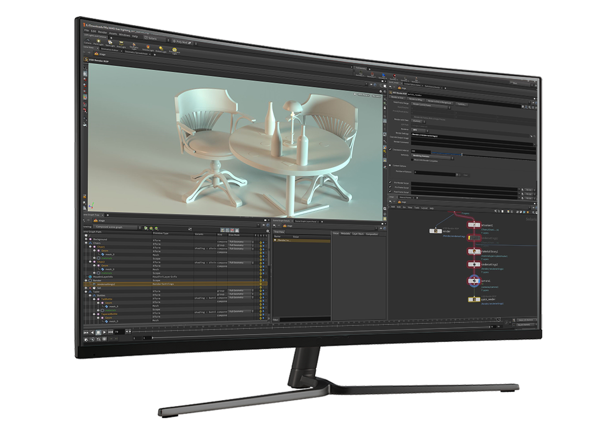 Monitor Showing AMD Radeon™ ProRender for Houdini™ Monitor Showing AMD Radeon™ ProRender for Houdini™