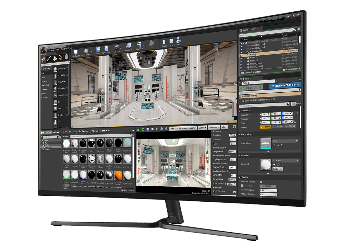 Monitor Showing AMD Radeon™ ProRender for Unreal Engine