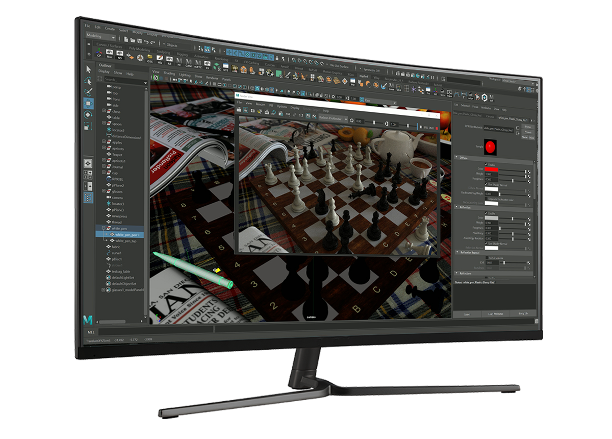 Monitor Showing AMD Radeon™ ProRender for Autodesk® Maya® Monitor Showing AMD Radeon™ ProRender for Autodesk® Maya®