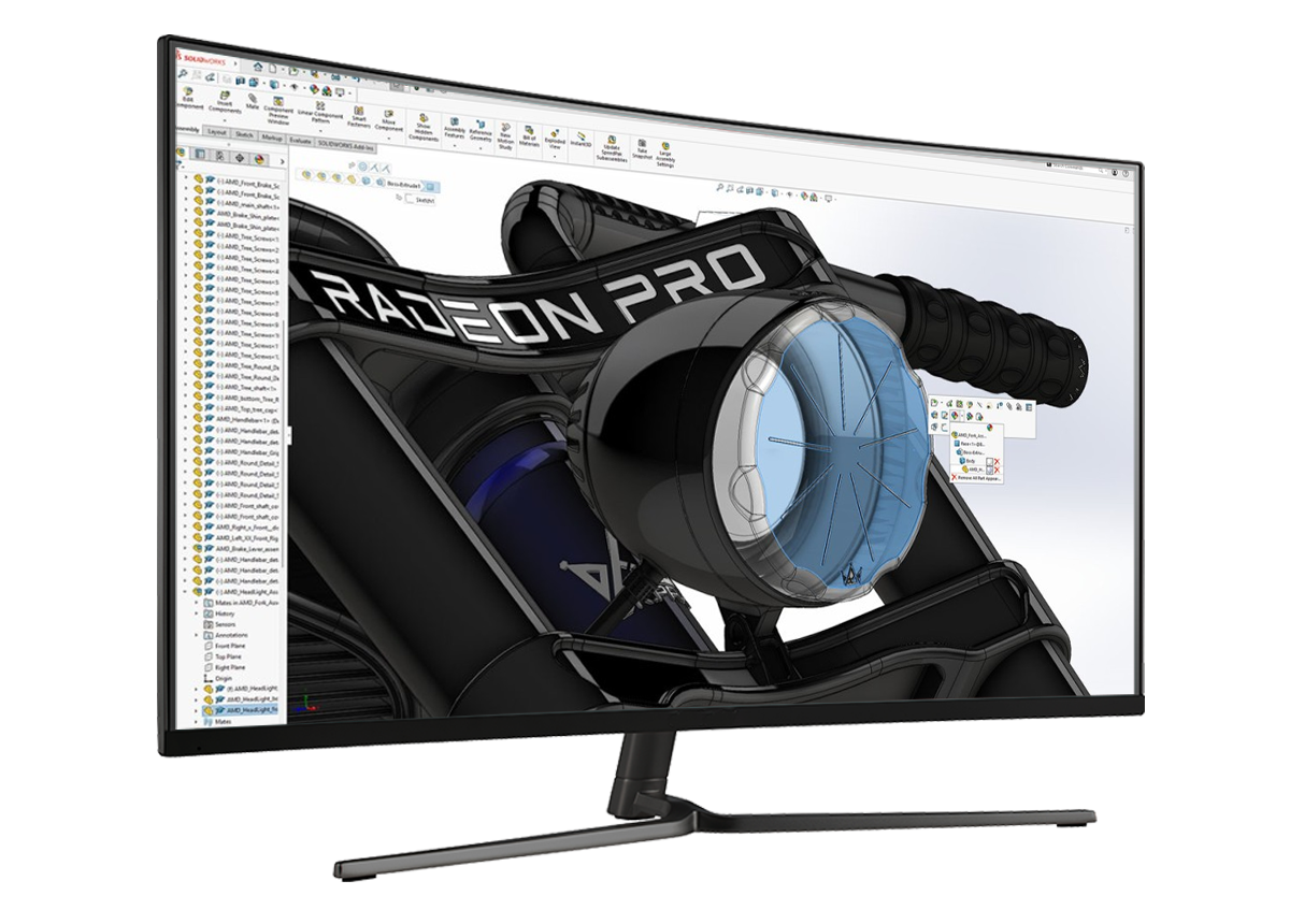 Monitor showing SOLIDWORKS software