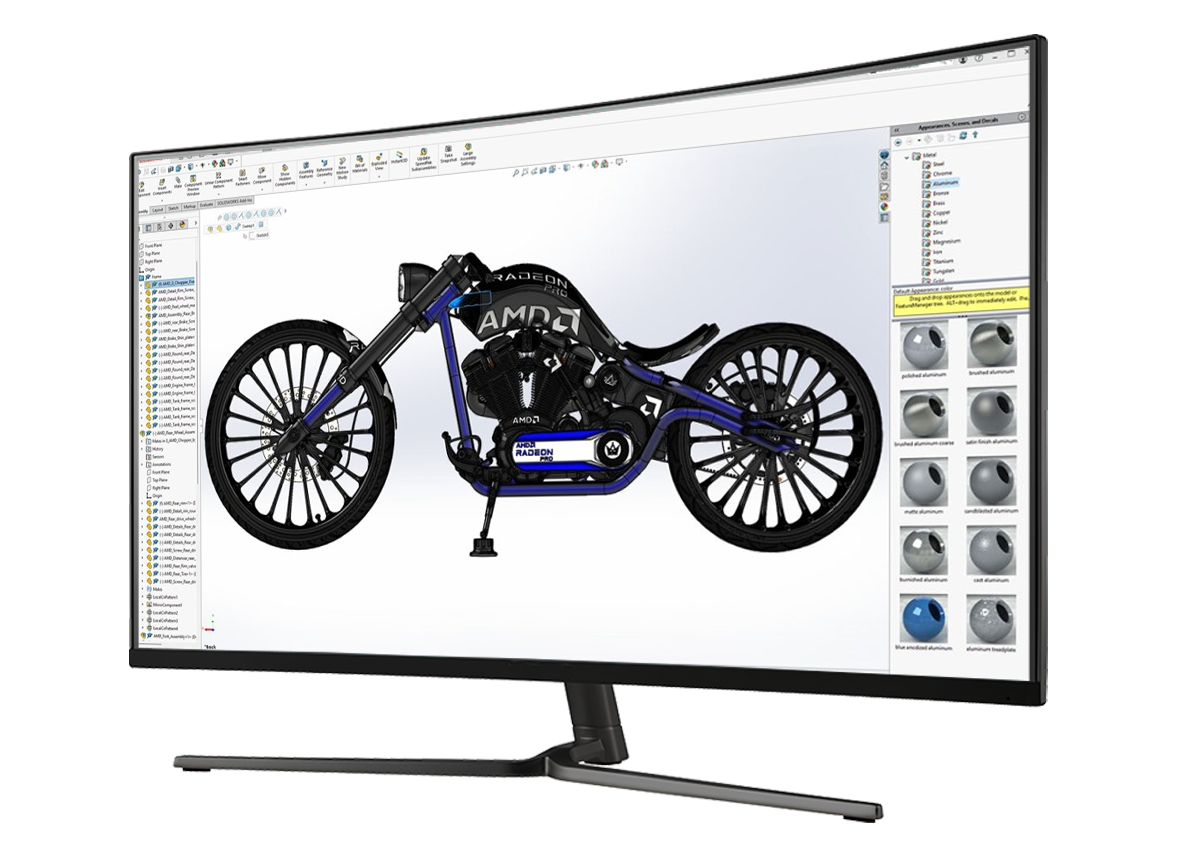 Monitor showing SOLIDWORKS software