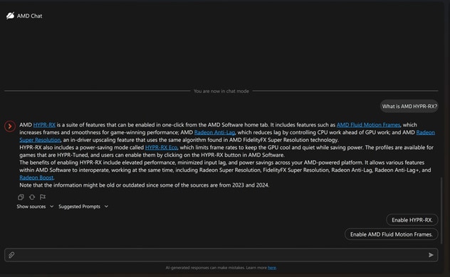 AMD Chat screenshot of Hardware and Software Support AMD Chat screenshot of Hardware and Software Support