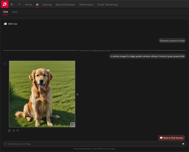 AMD Chat screenshot of Text-to-Image Generation AMD Chat screenshot of Text-to-Image Generation