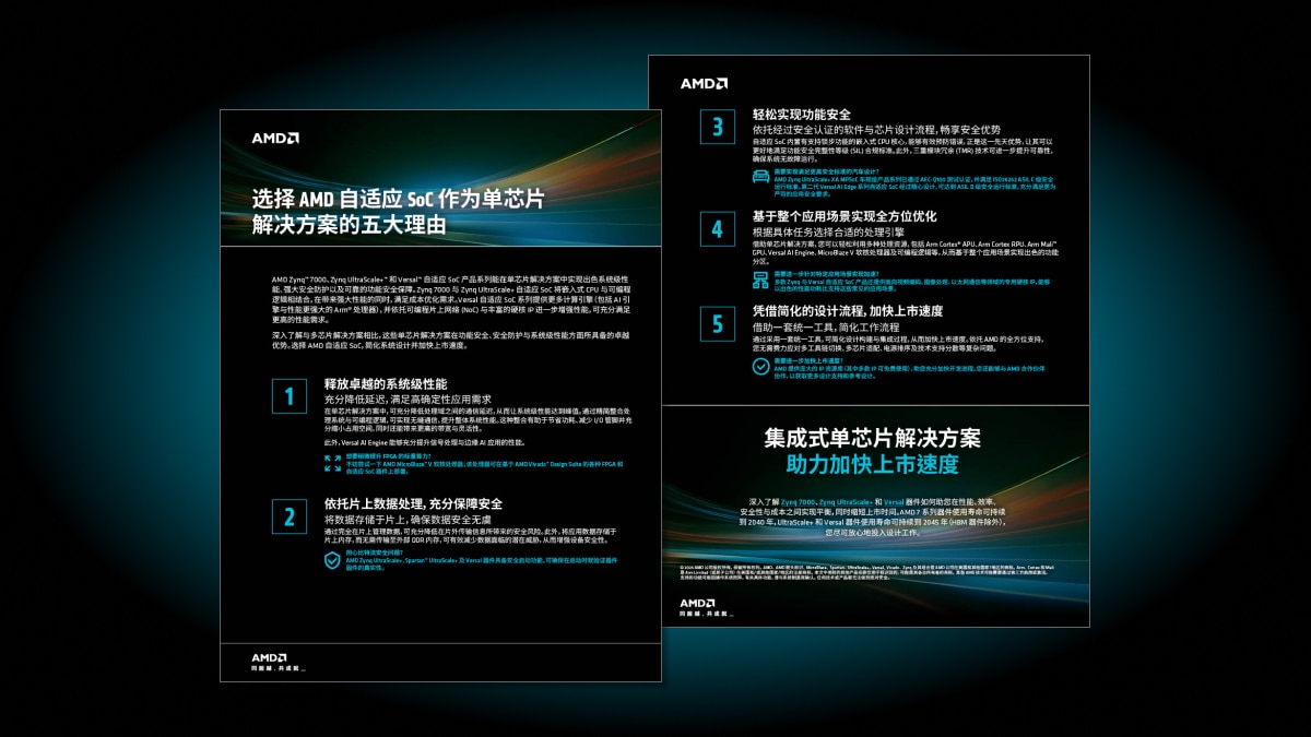 选择 AMD 自适应 SoC 作为单芯片解决方案的五大理由
